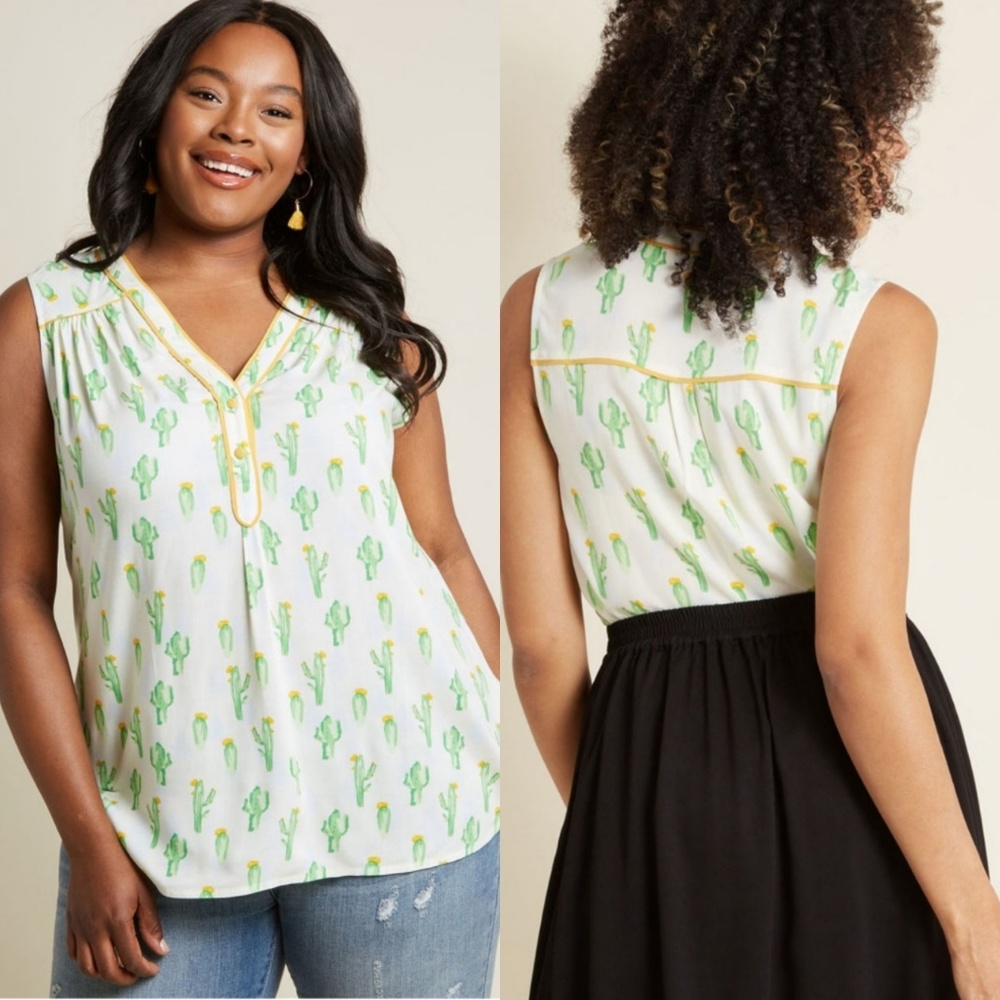 Modcloth cactus print sleeveless top
